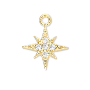 TQ metaal Brass bedels star Gold-transparent