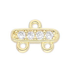 TQ metaal Brass tussenstuk met 2 oogjes Gold-transparent
