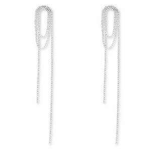 Oorbellen / oorstekers van Eco-brass&reg; metaal met strass Silver-crystal