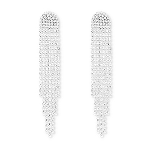 Oorbellen / oorstekers van Eco-brass&reg; metaal met strass Silver-crystal