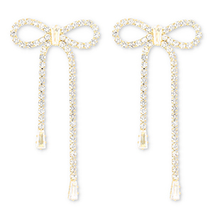 Oorbellen / oorstekers van Eco-brass&reg; metaal met strass bow Gold-crystal