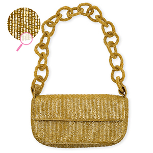 Handtas met glaskralen Gold