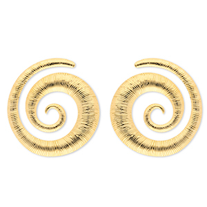 Oorbellen van Stainless steel Roestvrij staal (RVS) oorstekers spiral Gold