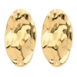 Oorbellen van Stainless steel Roestvrij staal (RVS) oorstekers oval Gold