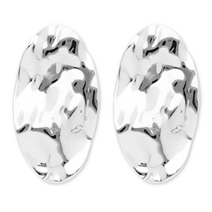 Oorbellen van Stainless steel Roestvrij staal (RVS) oorstekers oval Silver