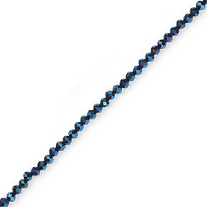 Facet kralen top quality disc 4x3 mm Dark blue-pearl shine coating