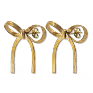 Oorbellen van Stainless steel Roestvrij staal (RVS) oorstekers bow Gold