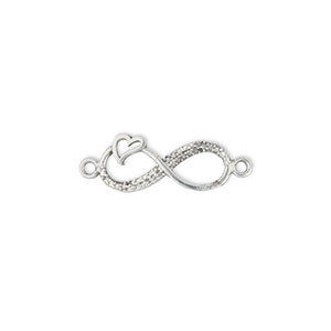 Metaal bedels DQ tussenstuk infinity with heart Antiek zilver (nikkelvrij)