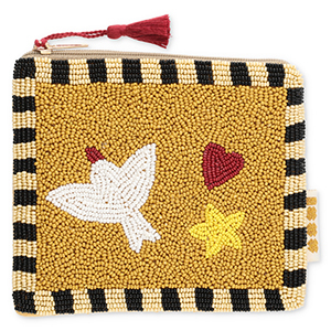 BY31&reg; Etui bird with heart & star Mustard brown-light gold-black-multicolour