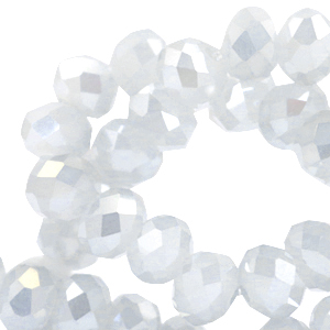 Facet kralen top quality disc 4x3mm Light grey-pearl diamond coating