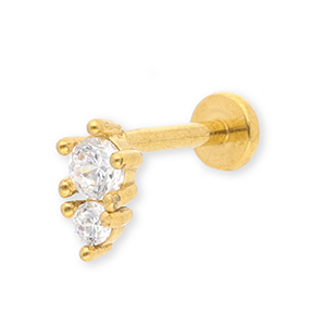 Oorpiercing van Stainless steel Roestvrij staal (RVS) with strass Gold-crystal