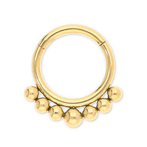 Oorpiercing van Stainless steel Roestvrij staal (RVS) clicker ring with spheres Gold