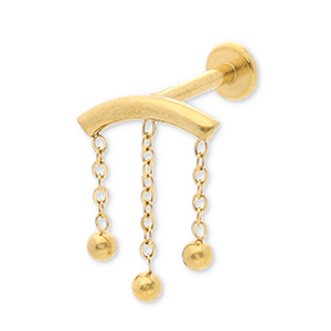 Oorpiercing van Stainless steel Roestvrij staal (RVS) arch with spheres Gold
