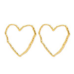 Oorbellen van Stainless steel Roestvrij staal (RVS) oorsteker heart Gold
