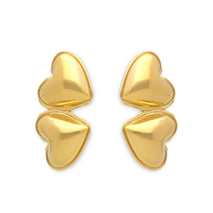 Oorbellen van Stainless steel Roestvrij staal (RVS) oorsteker hearts Gold