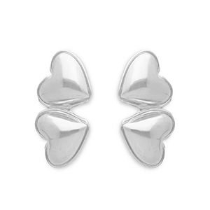 Oorbellen van Stainless steel Roestvrij staal (RVS) oorsteker hearts Silver