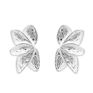 Oorbellen van Stainless steel Roestvrij staal (RVS) oorsteker leafs Silver