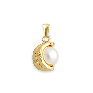 Bedels van Stainless steel Roestvrij staal (RVS) with imitation pearl Gold-white