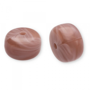 Kralen van acryl disc Taupe brown-white
