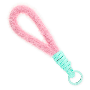 Musthave telefoonkoord pluche Pastel pink-turquoise