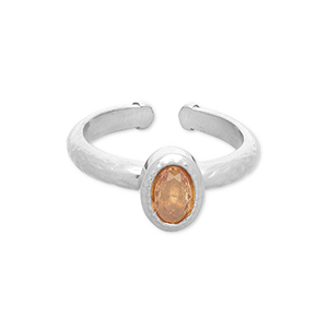 Ringen van Stainless steel Roestvrij staal (RVS) Silver-light orange