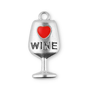 Bedels van Stainless steel Roestvrij staal (RVS) wine glass Silver-red