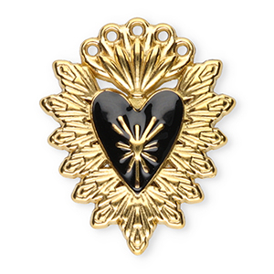 Bedels van Stainless steel Roestvrij staal (RVS) sacred heart Gold-black
