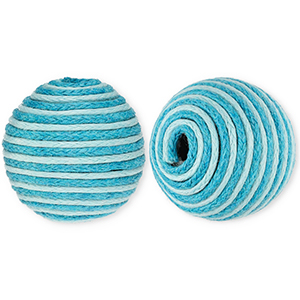 22 mm kralen van acryl met waxkoord Light blue-blue