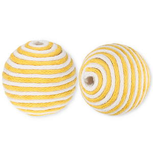 22 mm kralen van acryl met waxkoord Ochre yellow-white