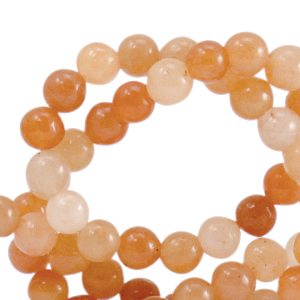 Kralen natuursteen kwarts 4mm Multicolour sandstone orange-off white