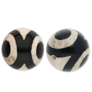 Kralen natuursteen chalcedoon 16mm Black-sand beige