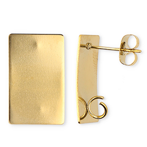 Benodigdheden van Stainless steel Roestvrij staal (RVS) oorbellen / oorsteker rectangle with loop Gold