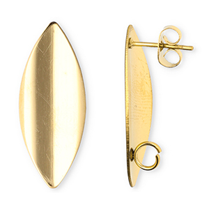 Benodigdheden van Stainless steel Roestvrij staal (RVS) oorbellen / oorsteker oblong oval with loop Gold