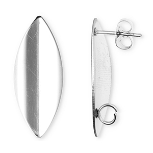 Benodigdheden van Stainless steel Roestvrij staal (RVS) oorbellen / oorsteker oblong oval with loop Silver