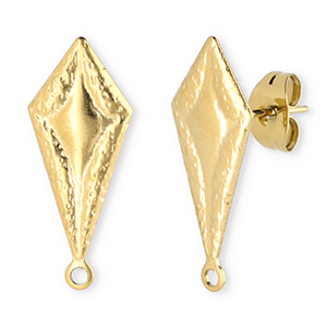 Benodigdheden van Stainless steel Roestvrij staal (RVS) oorbellen / oorsteker rhombus with loop Gold