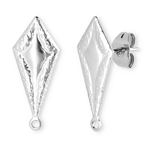 Benodigdheden van Stainless steel Roestvrij staal (RVS) oorbellen / oorsteker rhombus with loop Silver