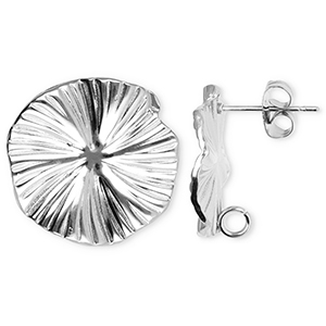 Benodigdheden van Stainless steel Roestvrij staal (RVS) oorbellen / oorsteker flower with loop Silver