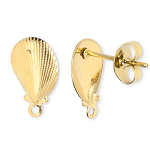 Benodigdheden van Stainless steel Roestvrij staal (RVS) oorbellen / oorsteker shell with loop Gold