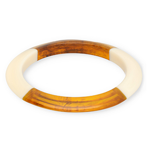 Armbanden bangle resin Transparent amber brown-ivory white