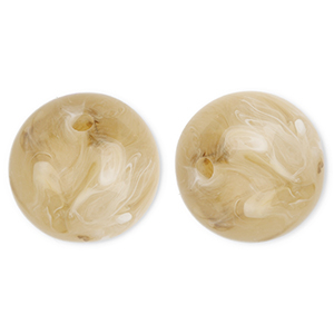20 mm kralen van acryl round Beige brown-marble
