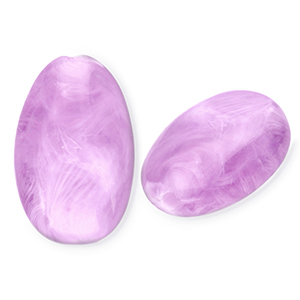 Kralen van acryl oblong oval Lavender purple-marble