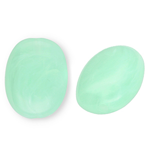 Kralen van acryl oval Mint green-marble