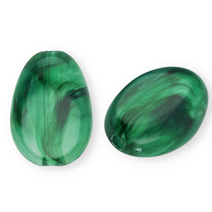 Kralen van acryl oval Dark green-marble