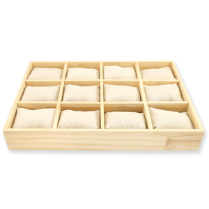 Sieraden display 12-vaks met fluwelen kussen Natural-off white