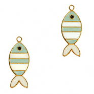 Bedels van Stainless steel Roestvrij staal (RVS) fish Gold-mint green