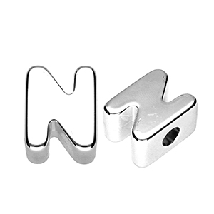 Acryl letterkralen letter N Silver