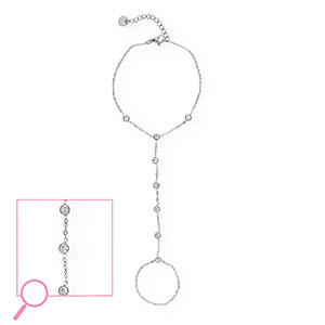 Handkettingen van Stainless steel Roestvrij staal (RVS) Silver-crystal