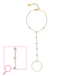 Handkettingen van Stainless steel Roestvrij staal (RVS) Gold-crystal
