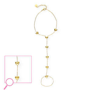 Handkettingen van Stainless steel Roestvrij staal (RVS) hearts Gold