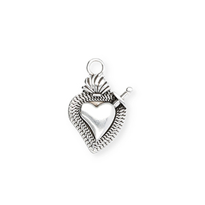 Metaal bedels DQ&reg; heart Antiek zilver (nikkelvrij)